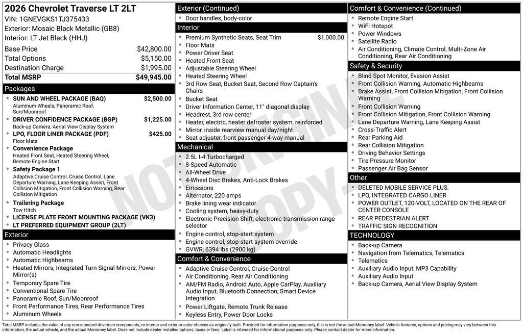 New 2026 Chevrolet Traverse LT