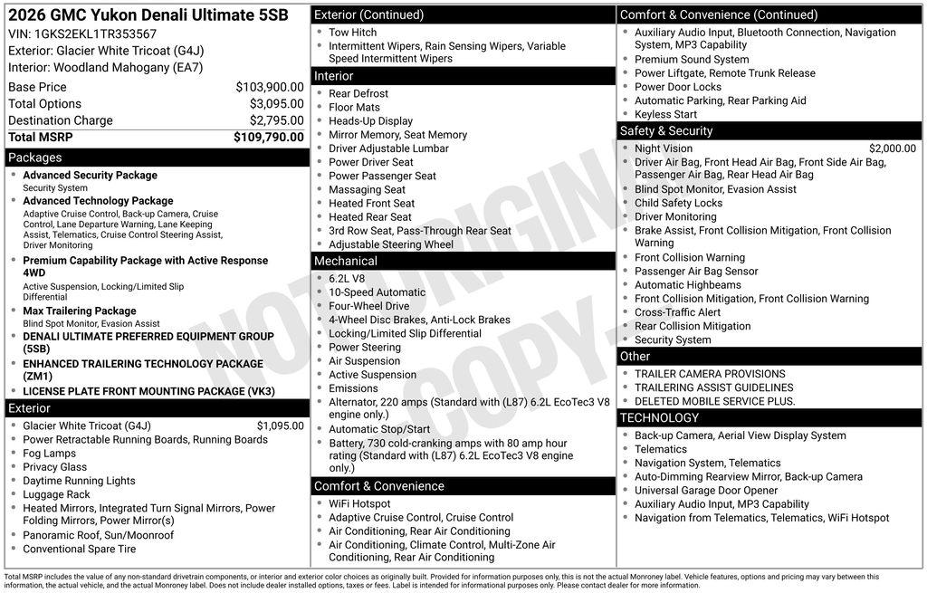 New 2026 GMC Yukon Denali Ultimate