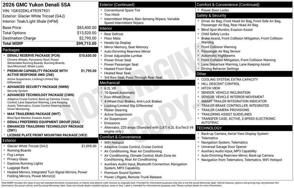 New 2026 GMC Yukon Denali