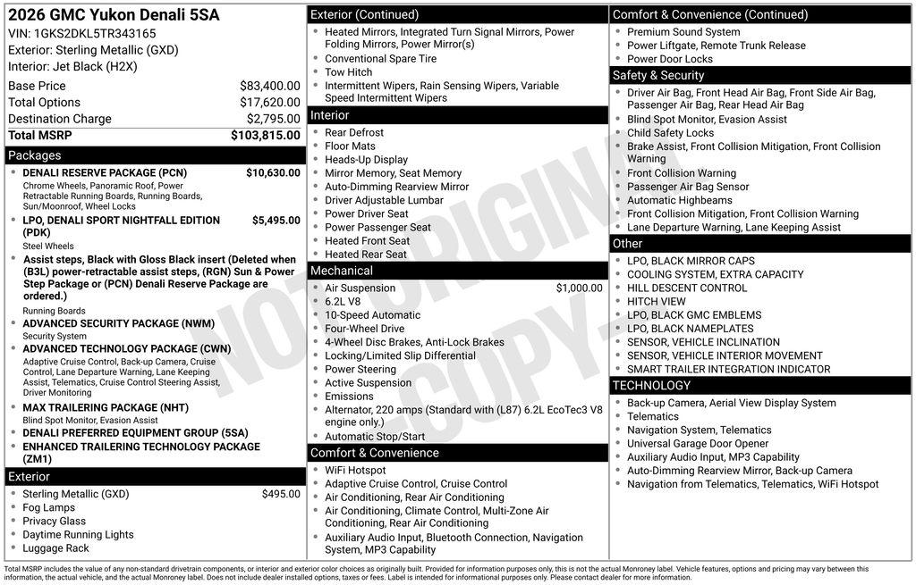 New 2026 GMC Yukon Denali