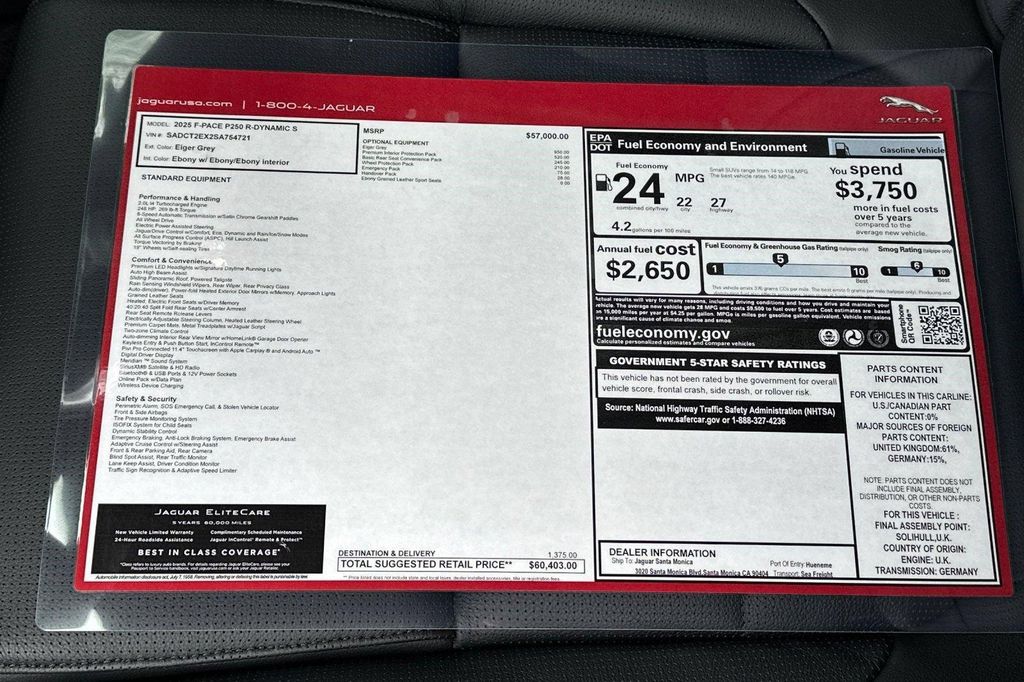 2025 Jaguar F-PACE R-DYNAMIC S P250 AWD AUTOMATIC — миниатюра 29