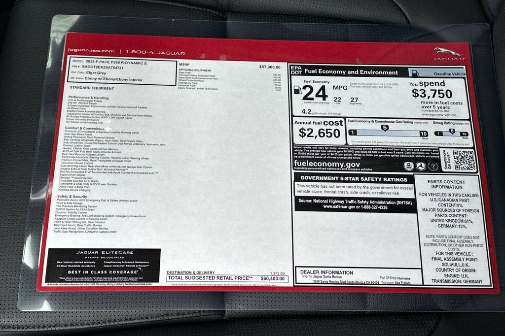 2025 Jaguar F-PACE R-DYNAMIC S P250 AWD AUTOMATIC — миниатюра 28