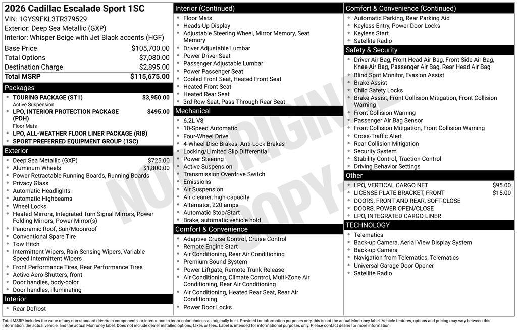 New 2026 Cadillac Escalade Sport