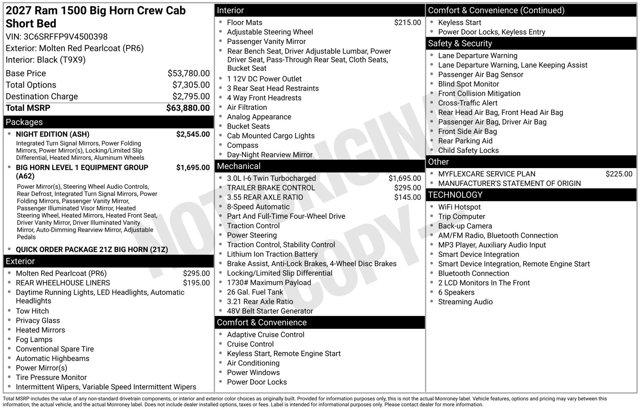 New 2027 RAM 1500 Big Horn/Lone Star