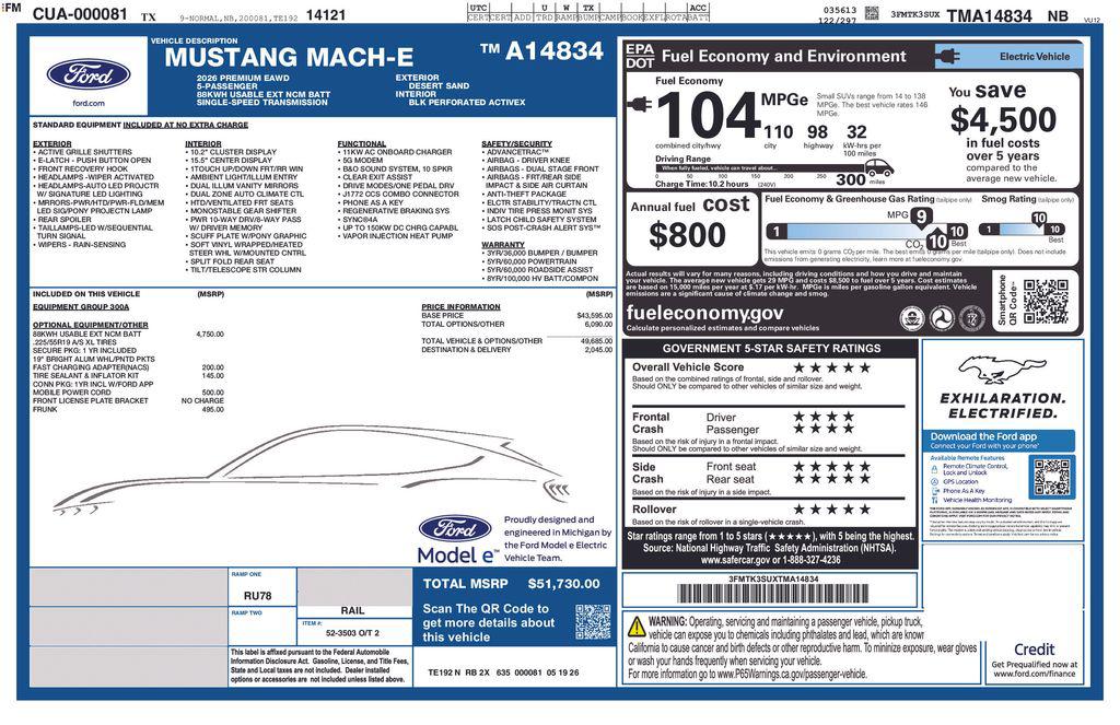 2026 FORD MUSTANG MACH-E PREMIUM 缩略图 4