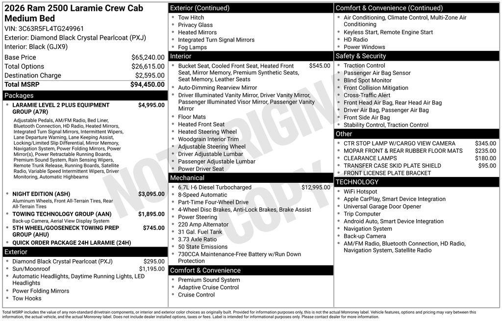 New 2026 RAM 2500 Laramie