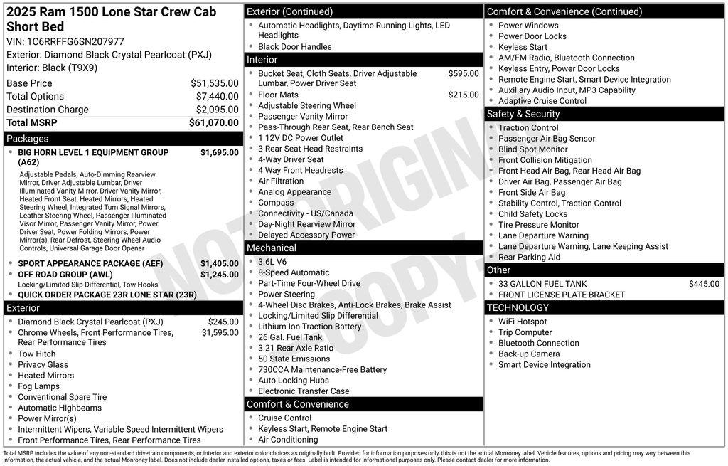 New 2025 RAM 1500 Big Horn/Lone Star