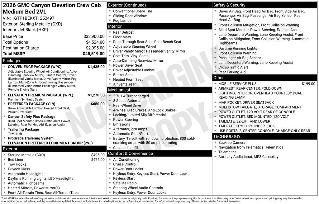 New 2026 GMC Canyon Elevation