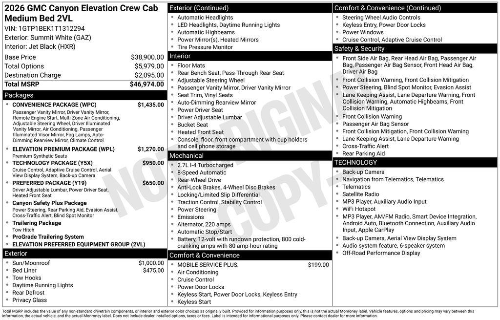 New 2026 GMC Canyon Elevation