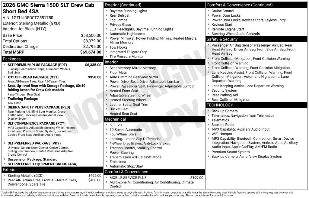 New 2026 GMC Sierra 1500 SLT