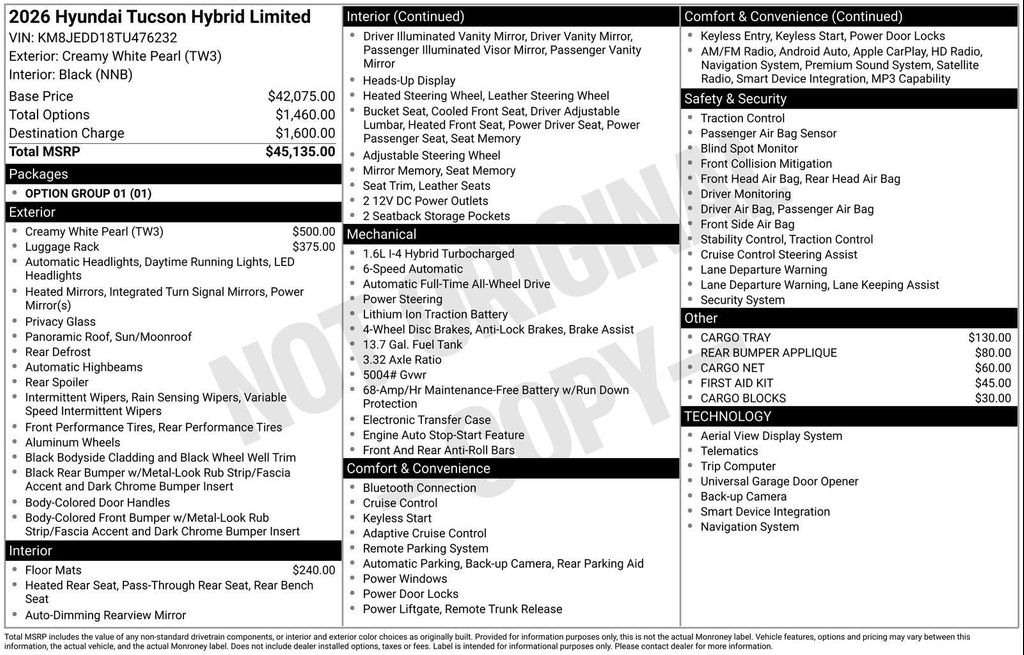 New 2026 Hyundai TUCSON Hybrid Limited