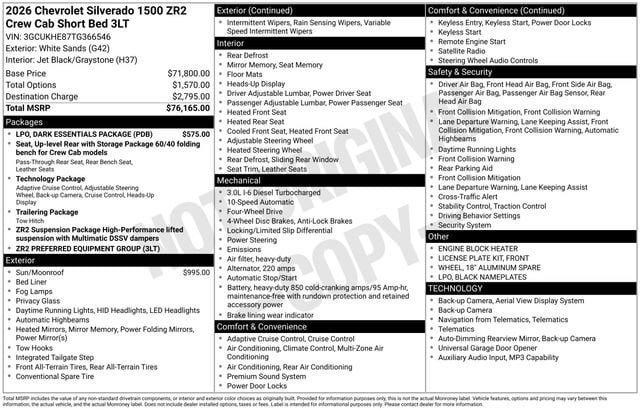 New 2026 Chevrolet Silverado 1500 ZR2