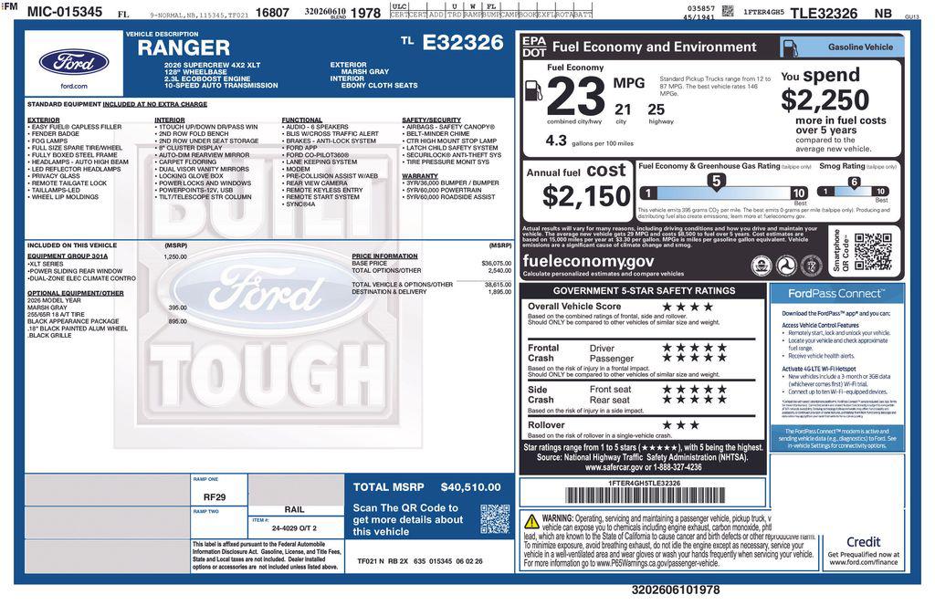 New 2026 Ford Ranger XLT