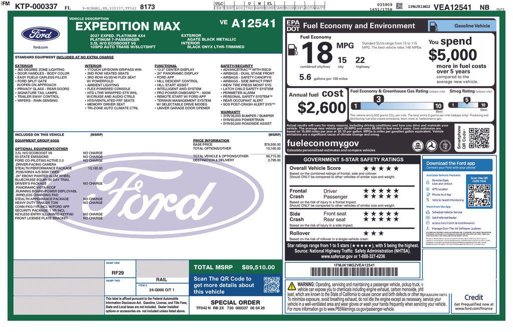 New 2027 Ford Expedition Max Platinum