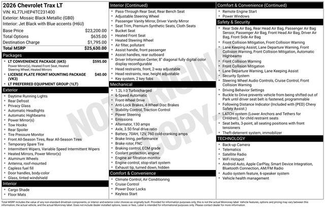 New 2026 Chevrolet Trax LT