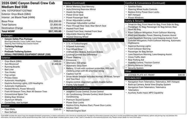 New 2026 GMC Canyon Denali
