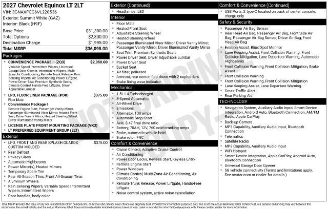 New 2027 Chevrolet Equinox 1LT