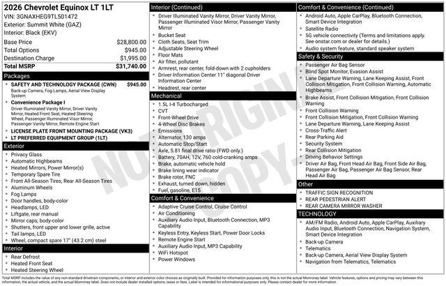 New 2026 Chevrolet Equinox 1LT