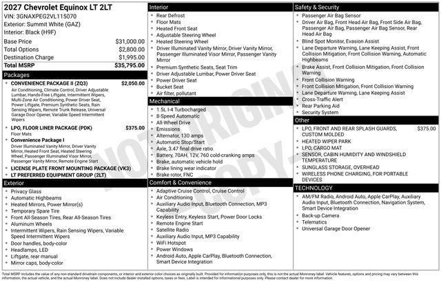 New 2027 Chevrolet Equinox 1LT