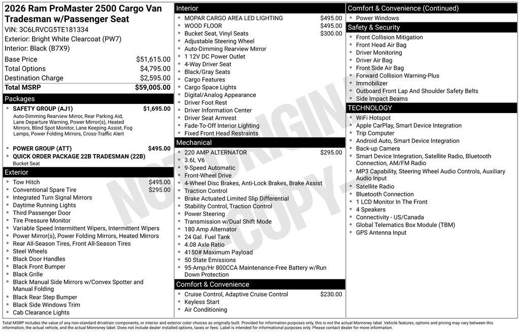 2026 RAM PROMASTER 2500 HIGH ROOF — фото 3