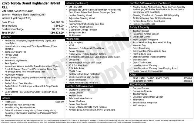 New 2026 Toyota Grand Highlander Hybrid XLE