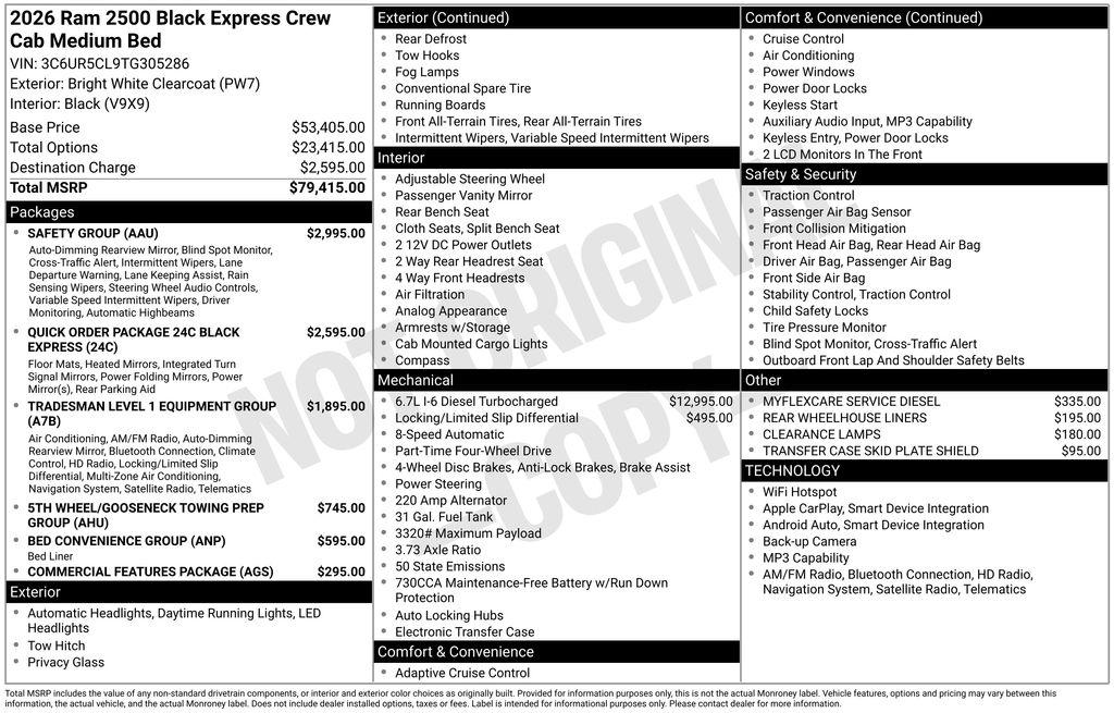 صورة 7 لـ 2026 RAM 2500 BLACK EXPRESS CREW CAB 4X4 6'4' BOX