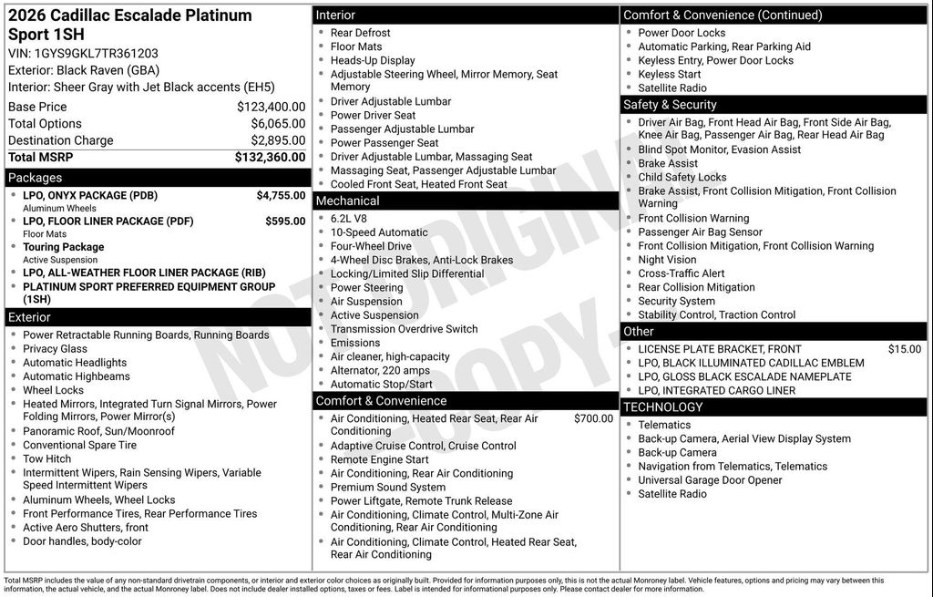 New 2026 Cadillac Escalade Sport Platinum