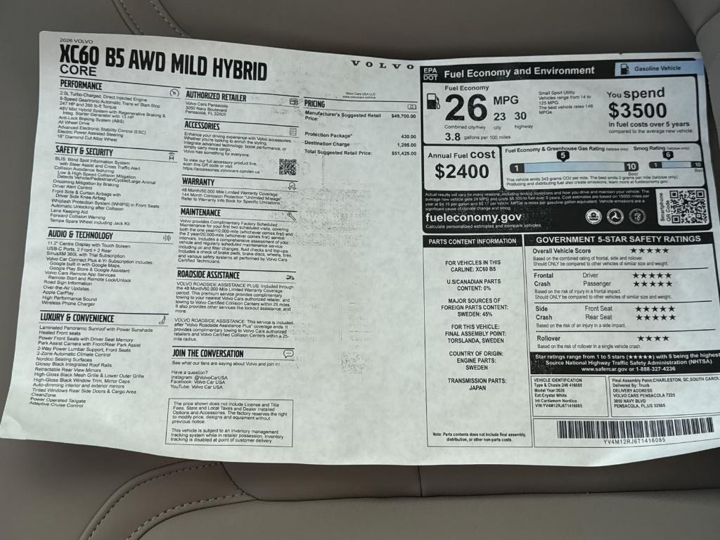 2026 Volvo XC60 B5 CORE — миниатюра 31