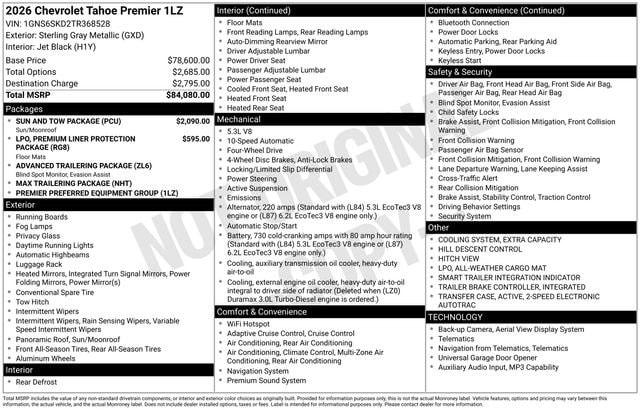 New 2026 Chevrolet Tahoe Premier