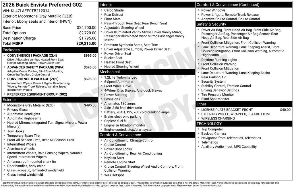 New 2026 Buick Envista Preferred FWD