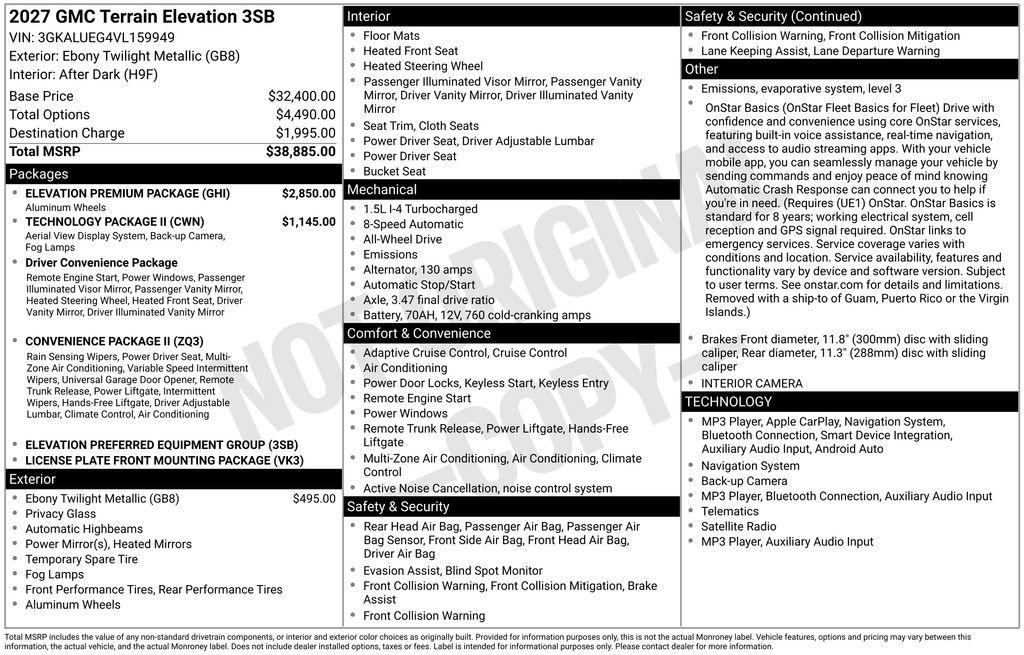 New 2027 GMC Terrain AWD Elevation