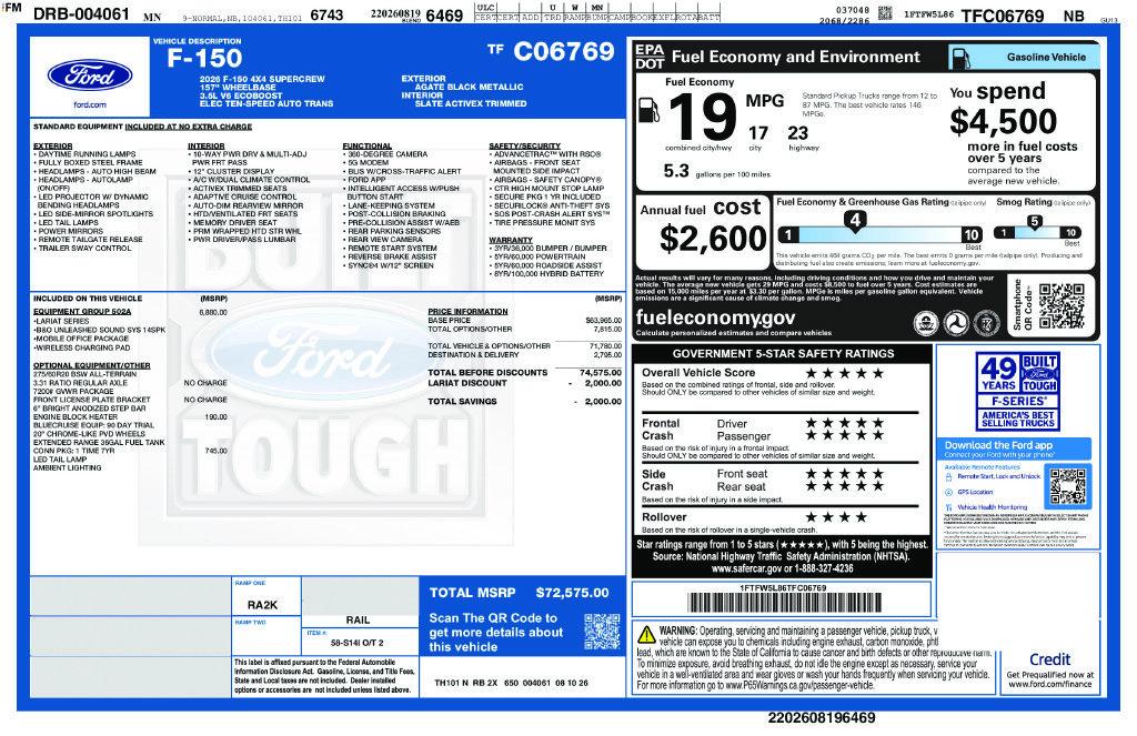 New 2026 Ford F-150 Lariat