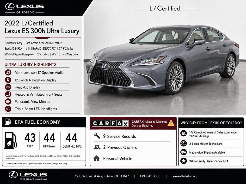 2022 Lexus Es in Gray for sale in the USA