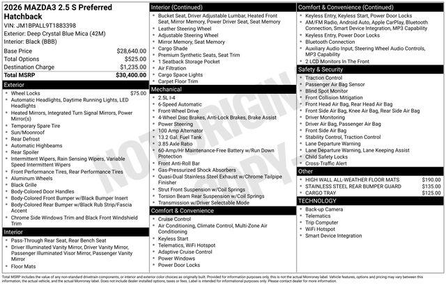 New 2026 Mazda Mazda3 FWD w/Preferred Package