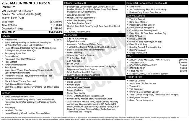 New 2026 Mazda CX-70 3.3 Turbo S Premium