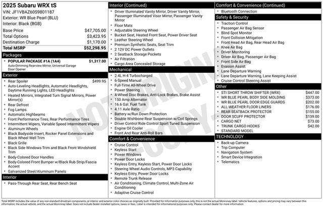 New 2025 Subaru WRX Base