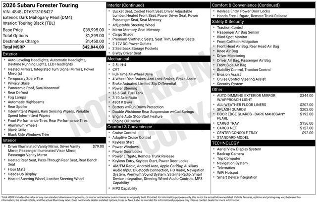 New 2026 Subaru Forester Touring