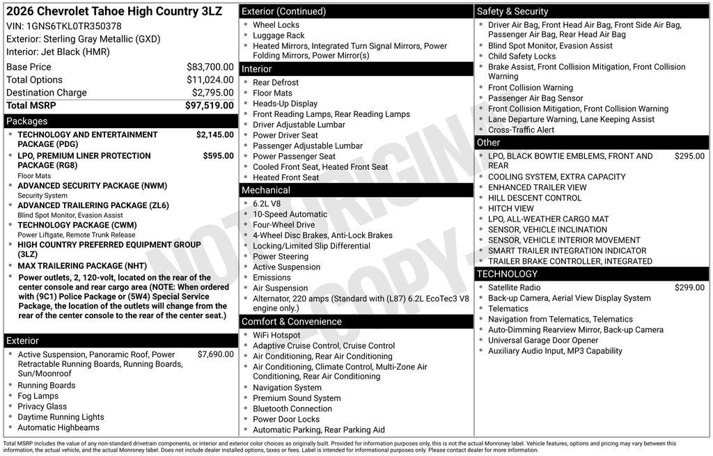 New 2026 Chevrolet Tahoe 4WD High Country