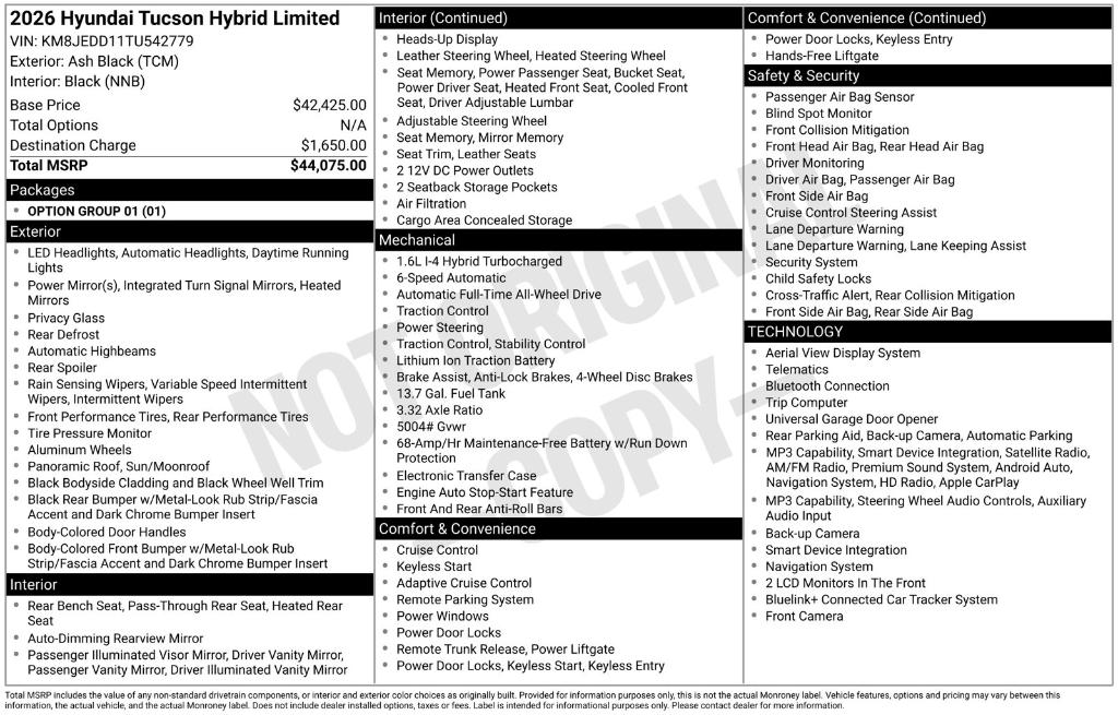 New 2026 Hyundai TUCSON Hybrid Limited
