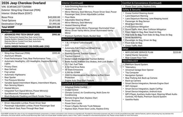 New 2026 Jeep Cherokee Overland