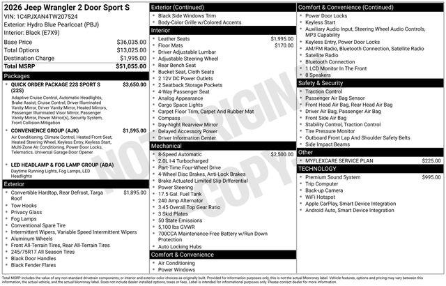 New 2026 Jeep Wrangler Sport S
