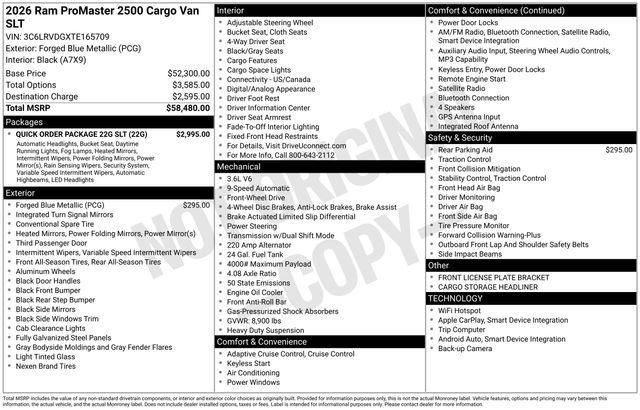 New 2026 RAM ProMaster 2500 High Roof