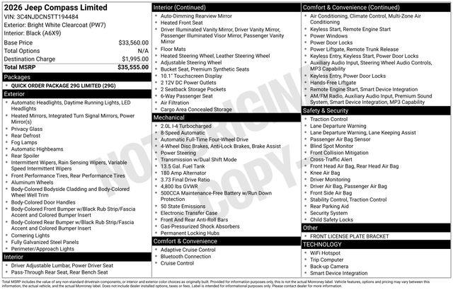 New 2026 Jeep Compass Limited