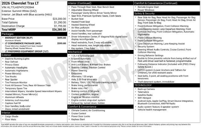New 2026 Chevrolet Trax LT