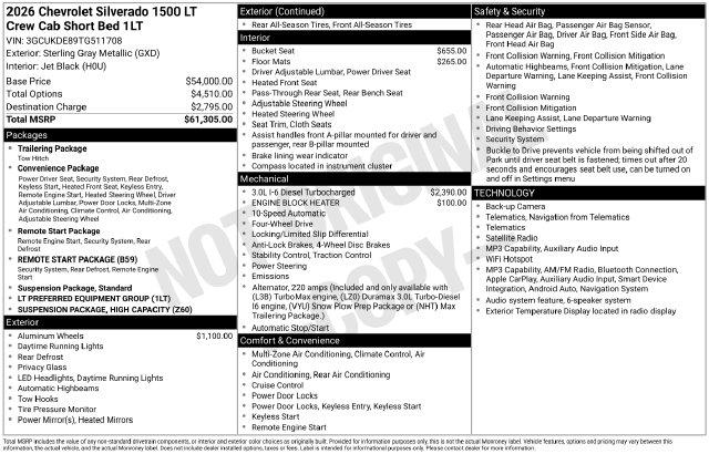 New 2026 Chevrolet Silverado 1500 LT