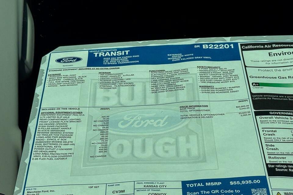 2025 FORD TRANSIT-250 148 WB MEDIUM ROOF CARGO — фото 10