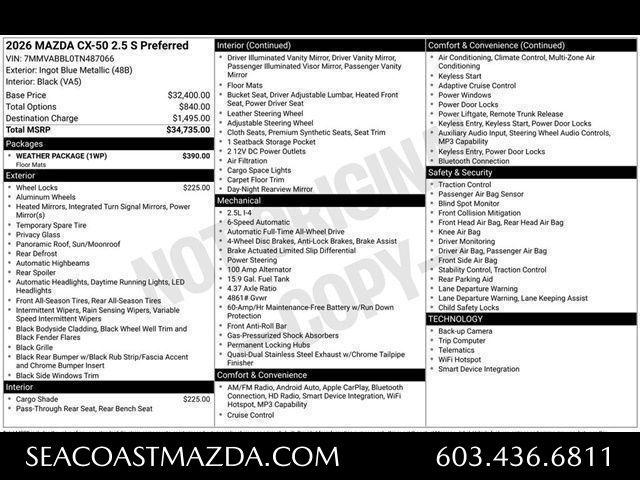 New 2026 Mazda CX-50 2.5 S PREFERRED