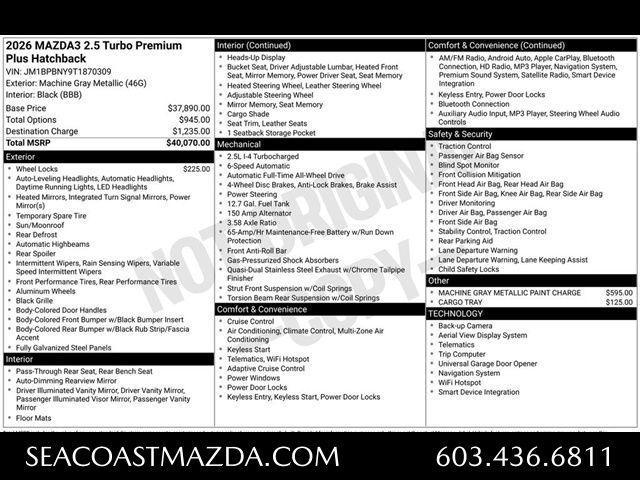 New 2026 Mazda Mazda3 2.5 Turbo Premium Plus AWD