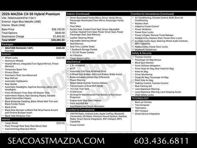 New 2026 Mazda CX-50 Hybrid PREMIUM