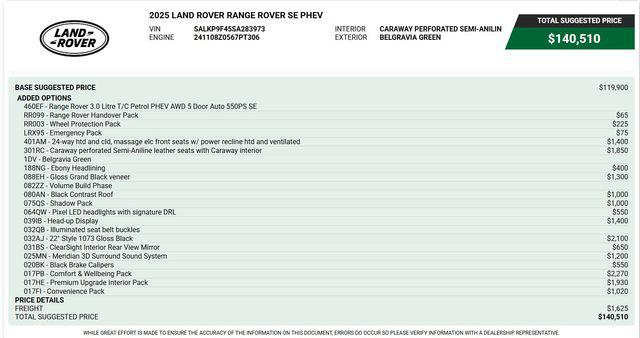 2025 LAND Rover RANGE ROVER P550E SE 照片 2